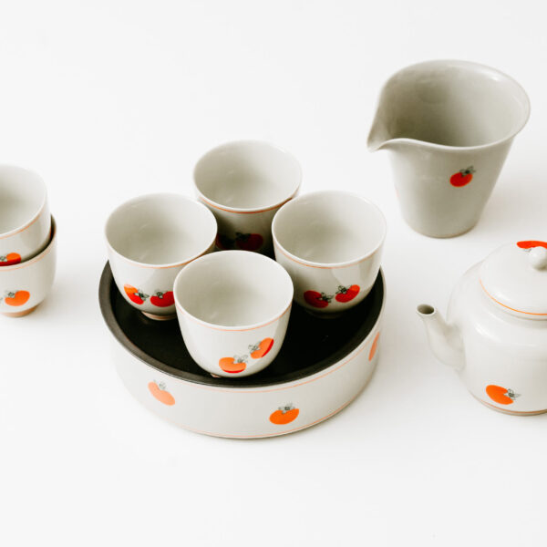 Ceramiczny Zestaw do Zaparzania Herbaty w Motywie Owocu Persymony
